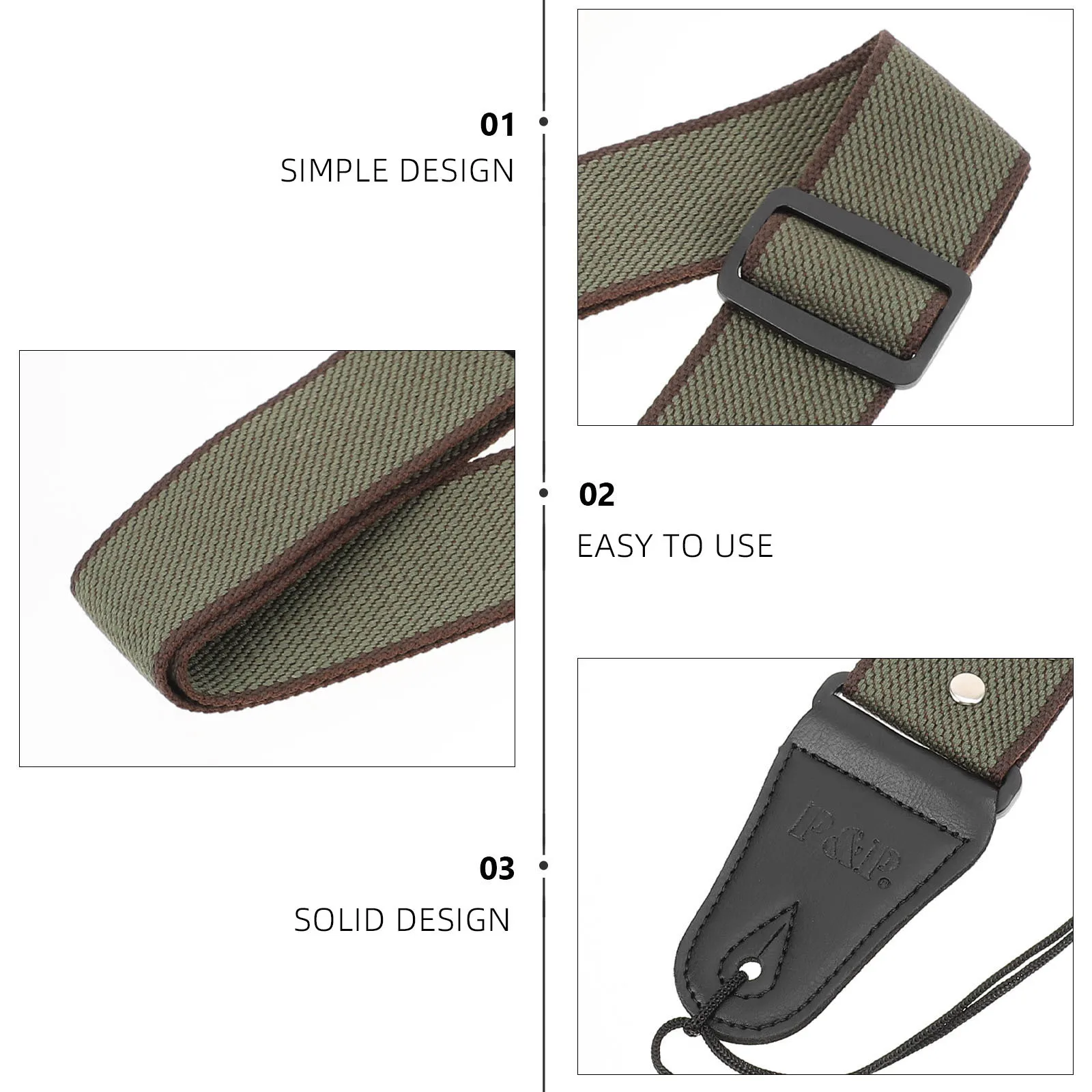 

1Pcs Portable Cotton Guitar Strap Durable Practical Instrument Strap Breathable Sweat-Absorbing Comfortable Green