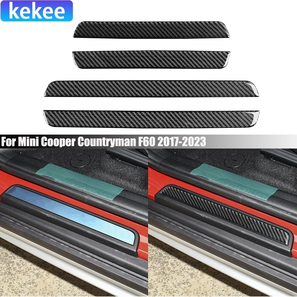 

For Mini Cooper Countryman F60 2017-23 Carbon Fiber Door Sill Threshold Bar Car Accessories Exterior Cover Stickers Auto Trim