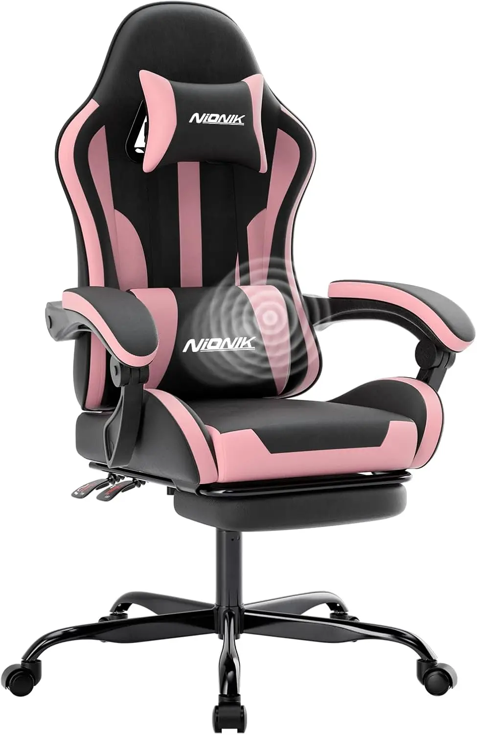 Ergonomic Gaming Chair with Footrest, Lumbar Support, Height Adjustable, 360° Swivel, for Office or Gaming