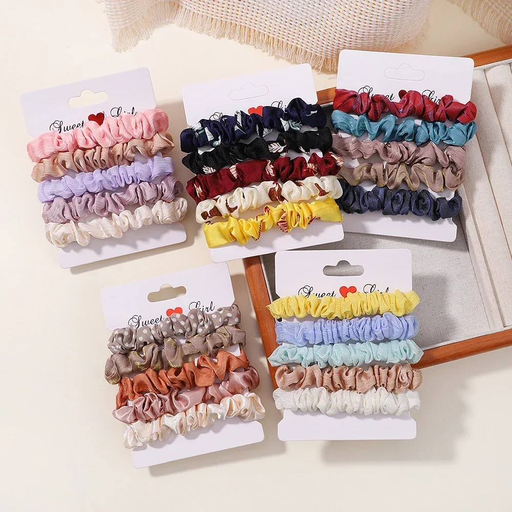 

5Pcs Simple Solid Color Elastics Hair Ties Set for Women Girl Thick Soft No Hurt Hairbands Ponytail Holder Rope Hair Accessories