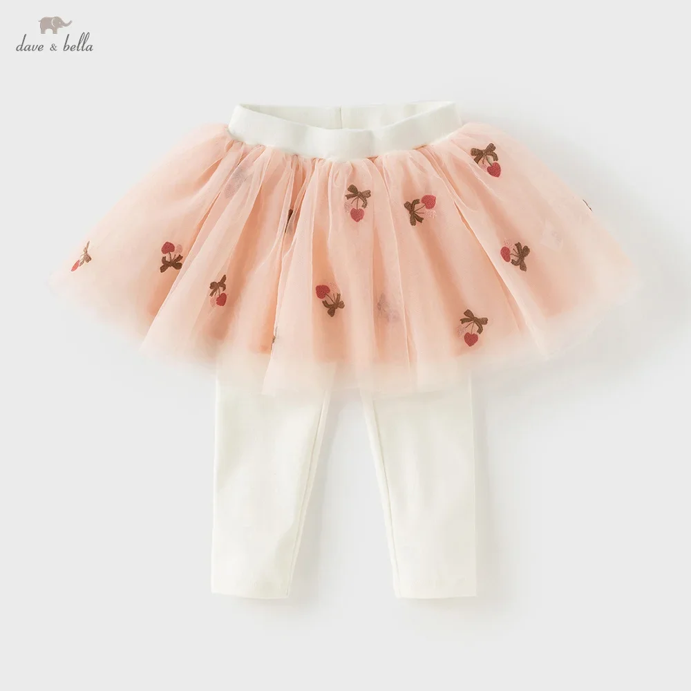 Dave Bella Girls Baby Knitted Culotte Autumn Fashion Sweet Lovely Children's Princess Mesh Stretch Pants Outdoor Party DB3252682