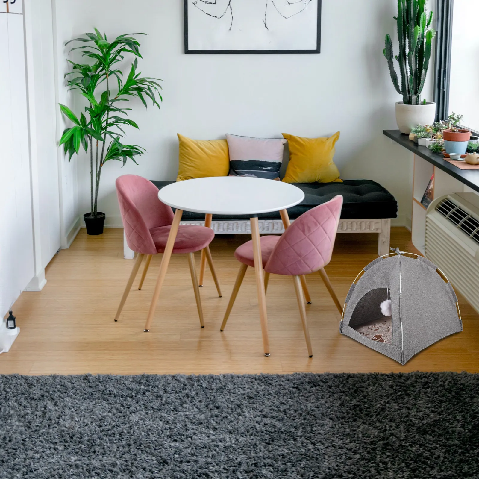 

Летняя дышащая палатка-домик для домашних животных, удобная складная палатка для сна для кошек и собак, маленький домик-гнездо для кошек для использования в помещении