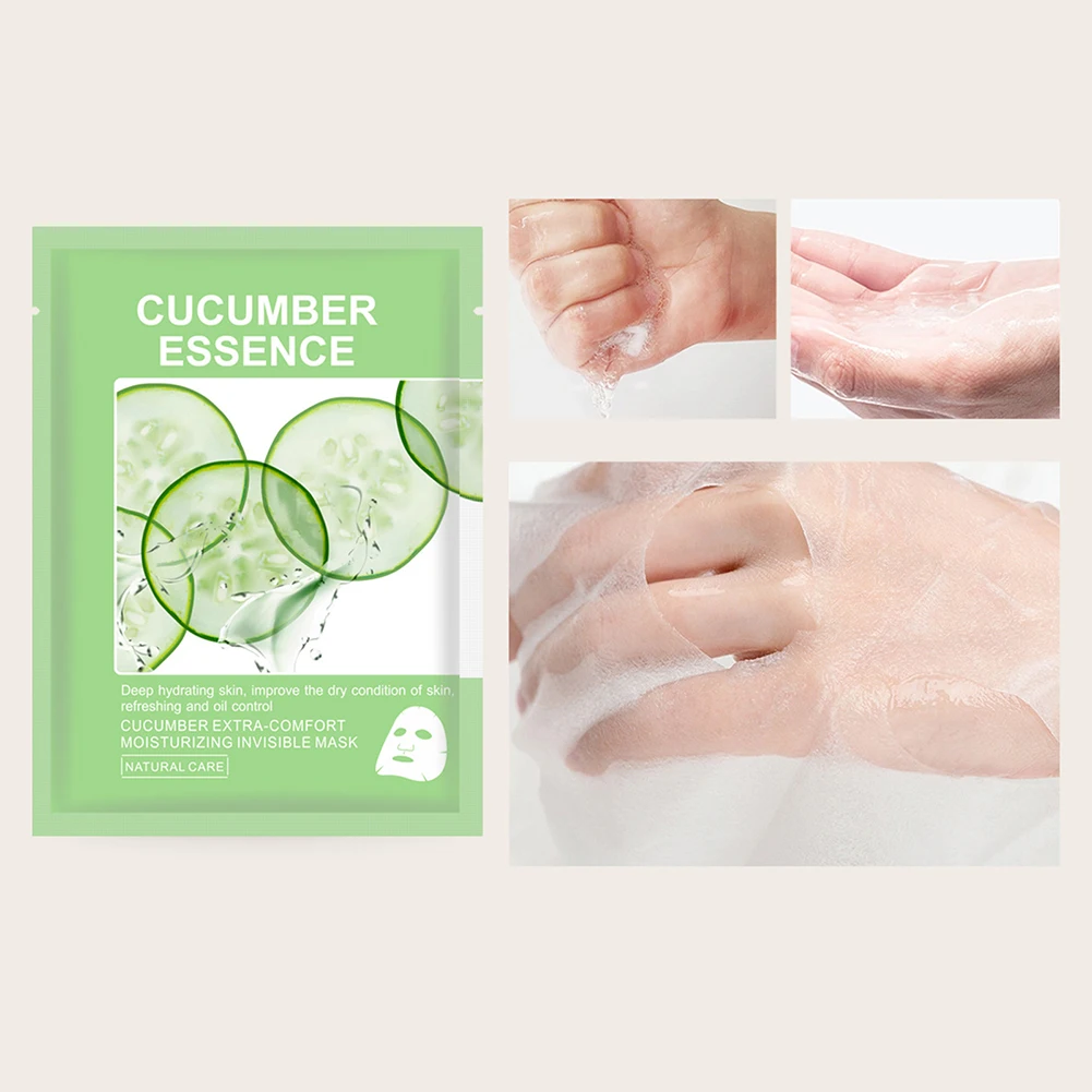 5pcs/Box Cucumber Facial Essences Mask Korean Cucumber Essences Mask For Deep Hydration Skin Care Products For Daily Use