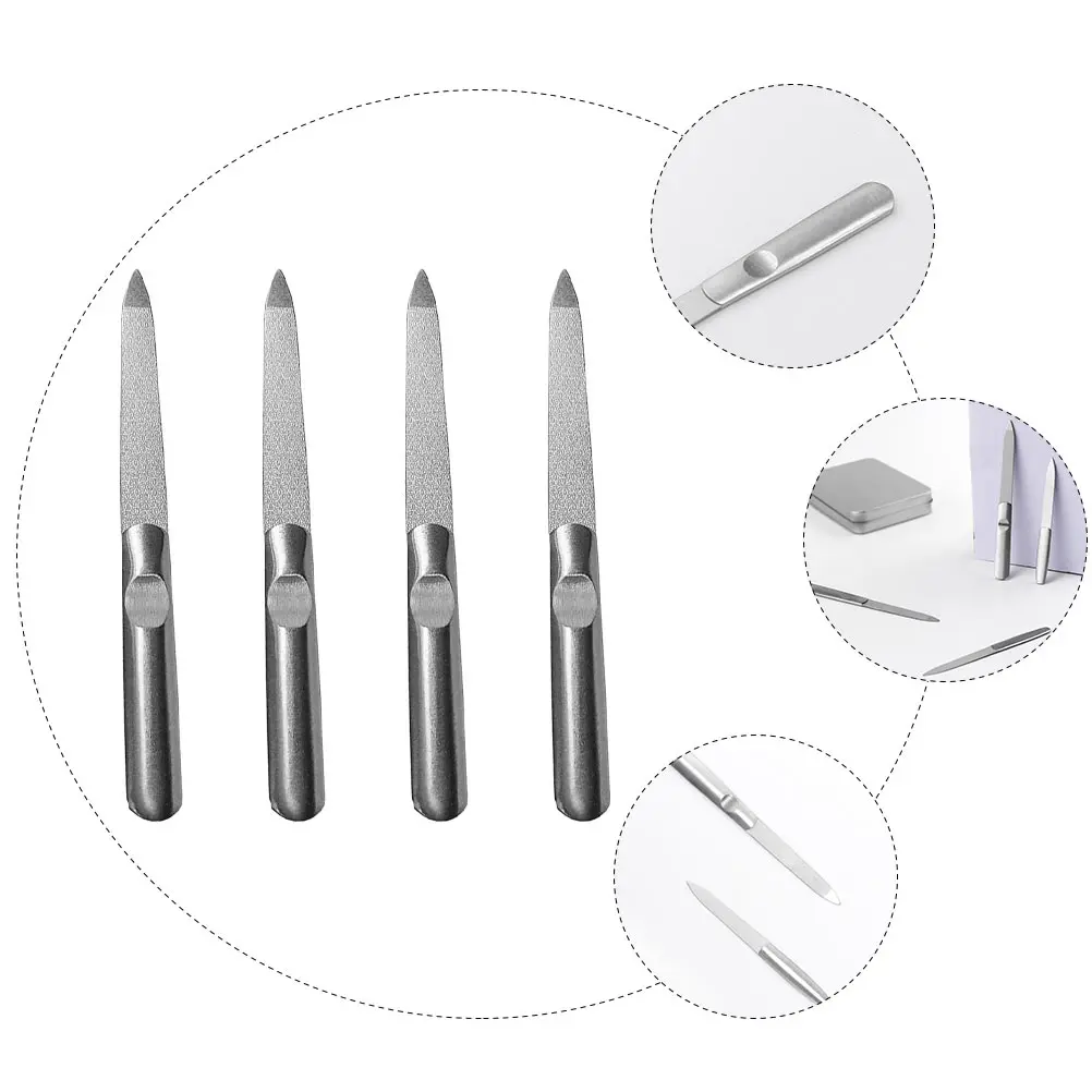 

4Pcs Sturdy Stainless Steel Nail Files Manicure Trimming Tools Lightweight Compact Nail Care Set Salon Art Tools Household