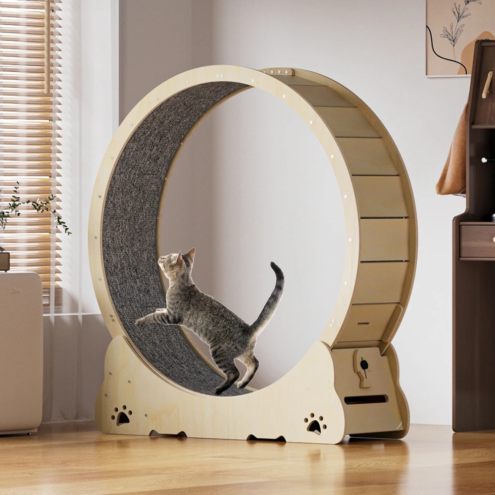 

Large Cat Exercise Wheel 40 Inch Solid Wood Cat Wheel Exerciser Indoor Cats Safety Cat Treadmill with Lock Minimized Gap Design