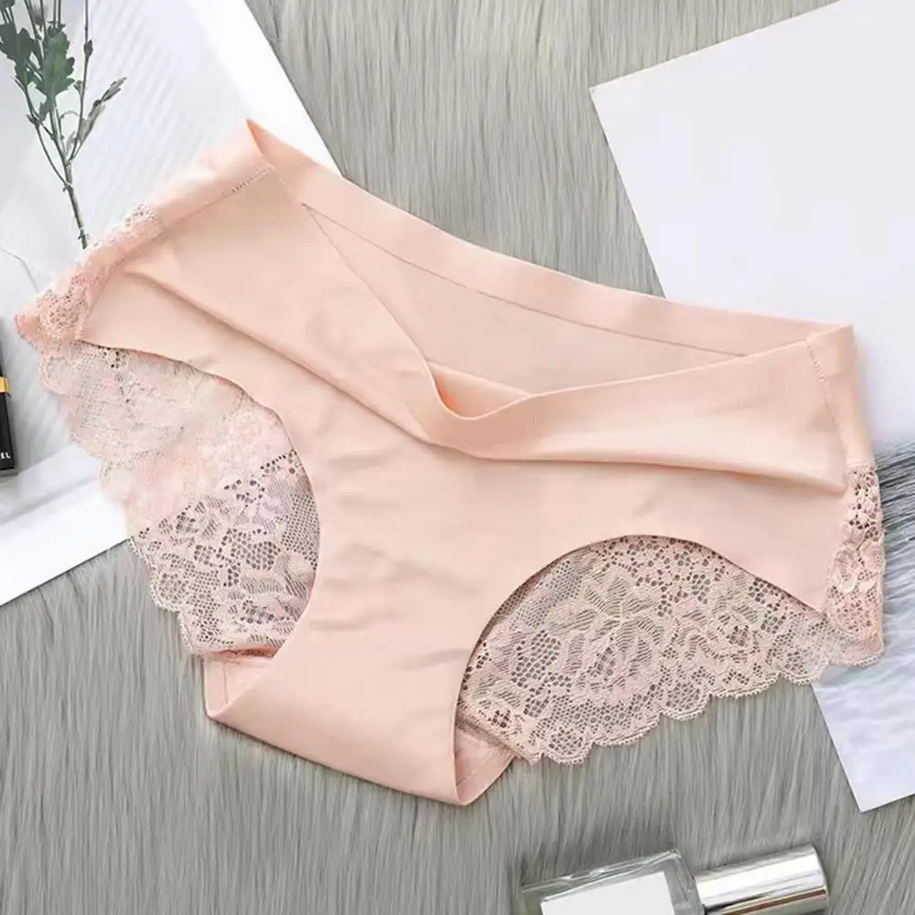 2 المقالات سراويل الحرير الجليد الإناث منتصف الخصر غير وسم الدانتيل القطن المنشعب الجلد ودية حجم كبير تنفس رقيقة جدا الشباب
