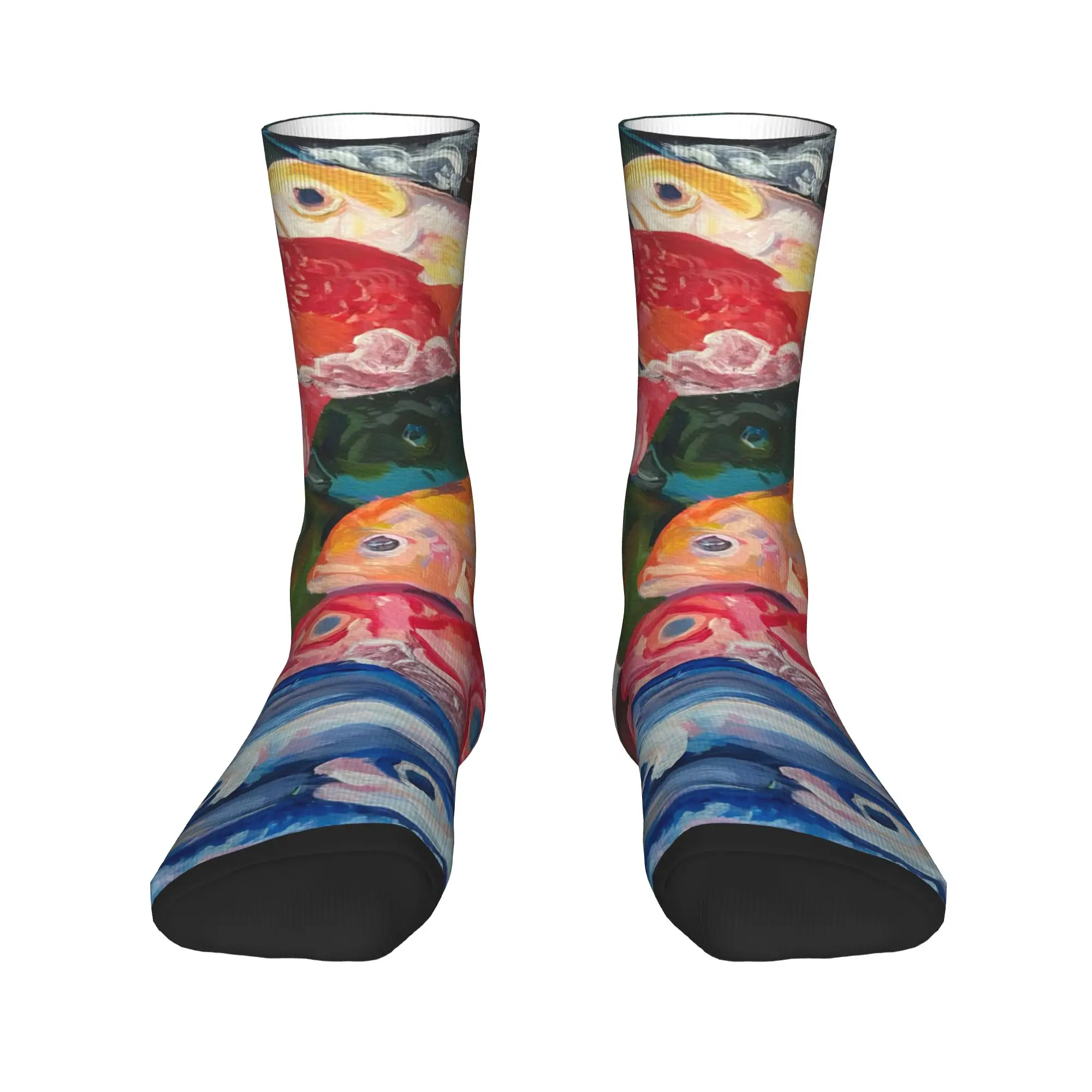Women Men Socks Fish Bait Colorful Printed Fish Fishing Stockings Autumn Funny High Quality Socks Cycling Non Skid Socks