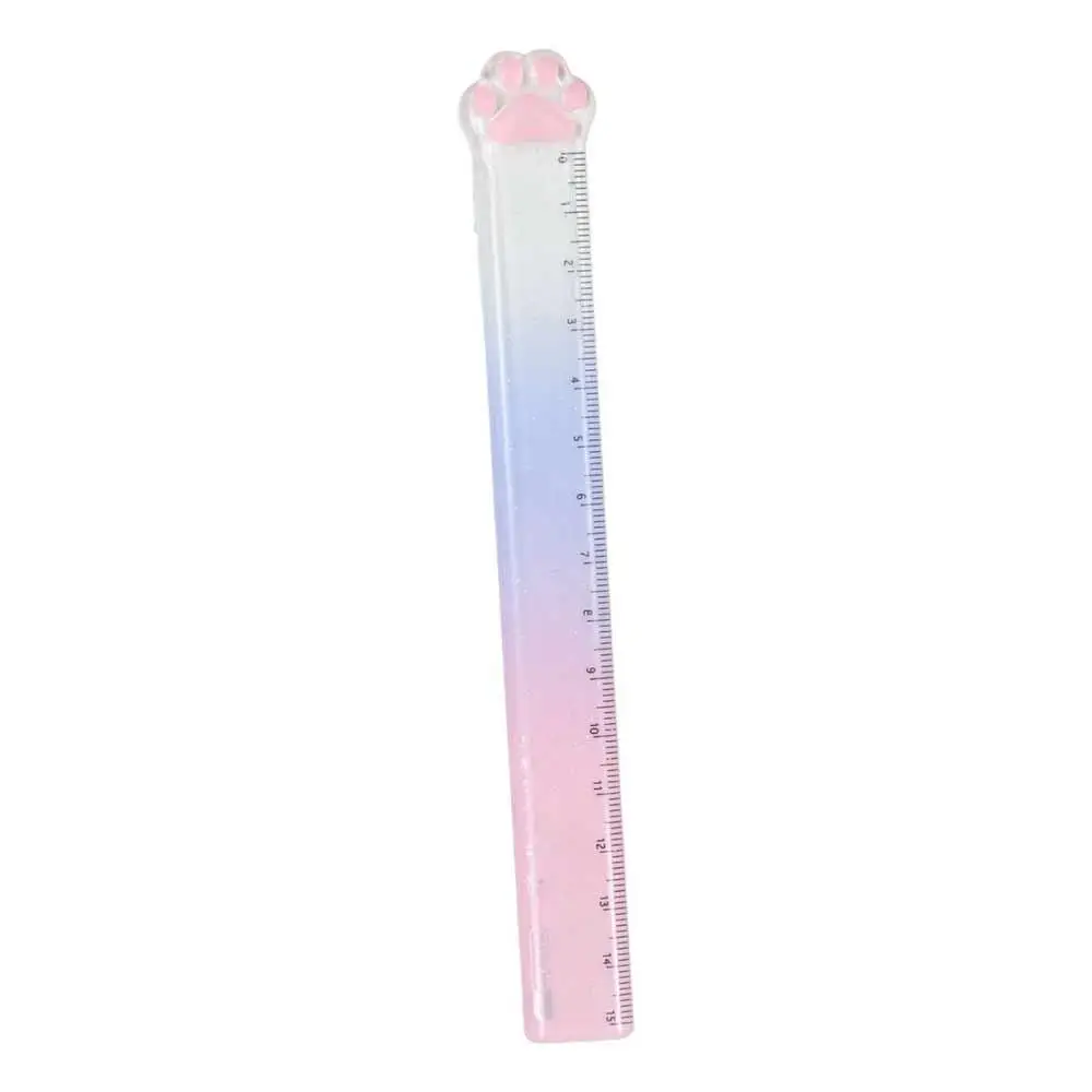 Cat Paw Design Cat Paw 15cm Straight Ruler Transparent Multifunction Math Drawing Ruler Acrylic Drafting DIY Drawing Tools