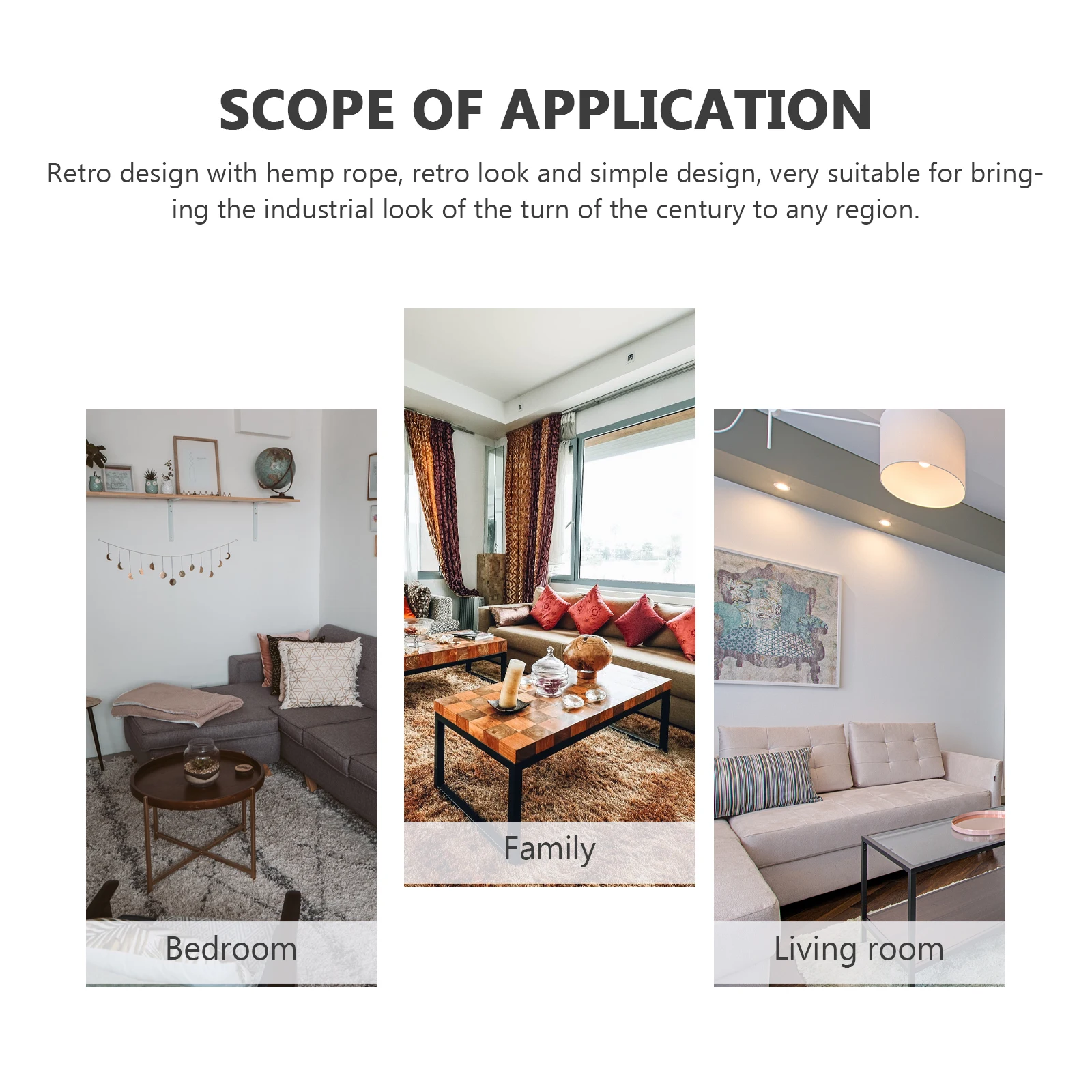 

Rope Chandelier Hanging Hemp Lamp Light Pendant Lights Industrial Style Decorative