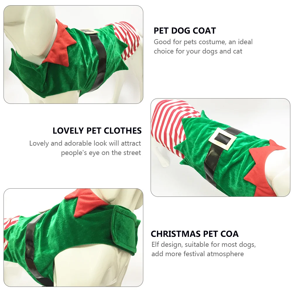 

Dog Christmas Costume Elf Design Pet Party Outfit Soft Breathable Coat For Dogs Holiday Festival Wear Pet Dog Coat