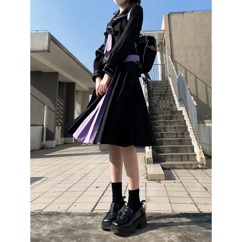 ชุดนักเรียน Nicemix Jk ของแท้ รุ่นดั้งเดิม สีเข้ม คอลเลคชั่น 2023SS ชุดนักเรียนสาวซน แขนยาว กระโปรงยาว ชุดเต็ม ดีไซน์เฉพาะตัว สไตล์สตรีทแวร์ yi;4