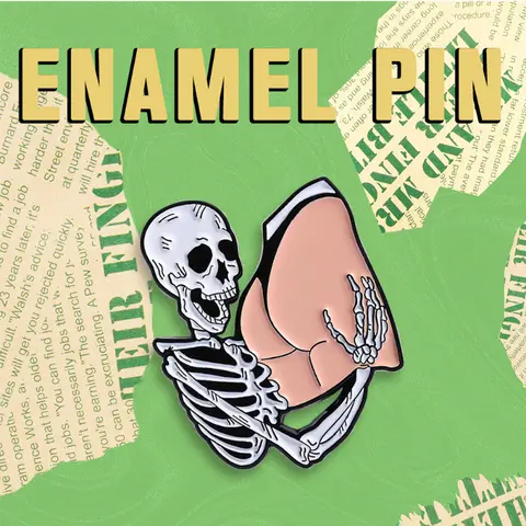 Fun Skeleton Enamel Pins Custom Stroke Buttocks Halloween Brooches Metal Collar Badges Humorous Jewelry Gift Shipping