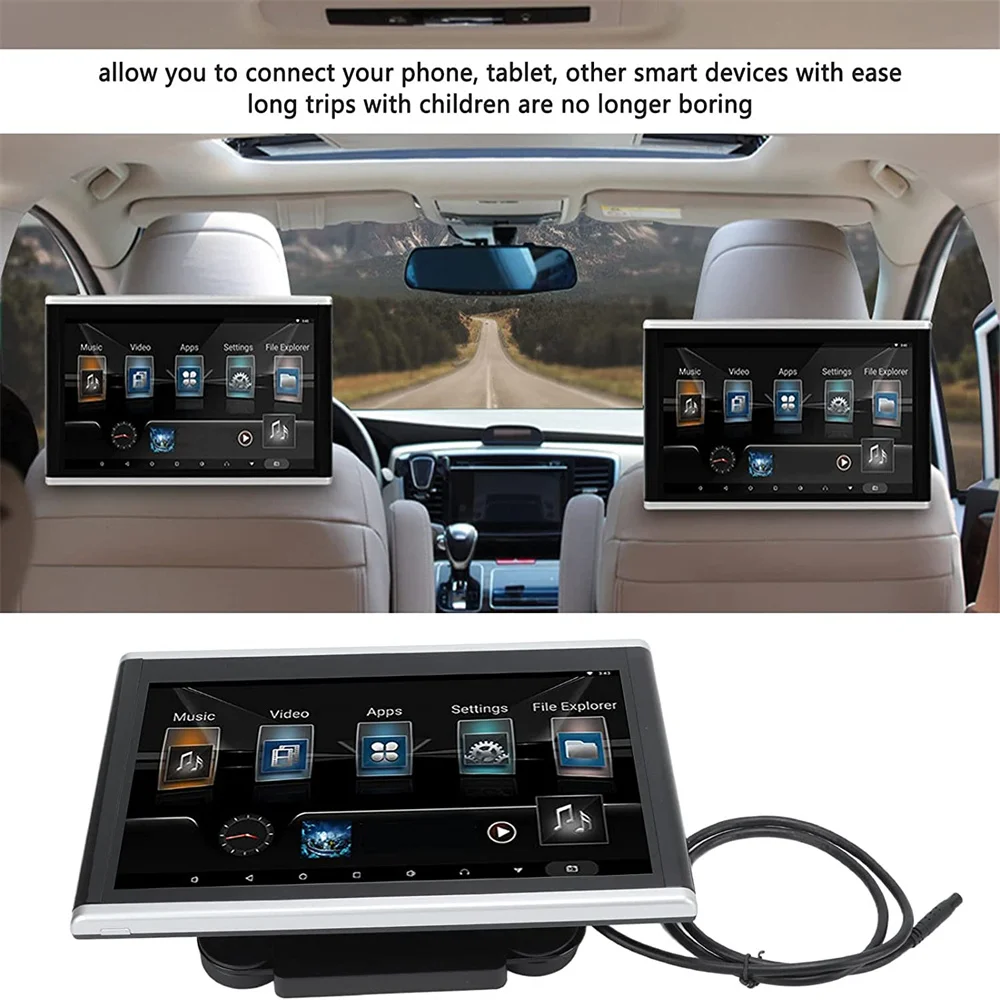 Car Rear Seat Headrest Monitor 9.0/10.1 Inch Headrest Payer H2.5D Glass Built-in Wireless Support APK Universal Design for Cars