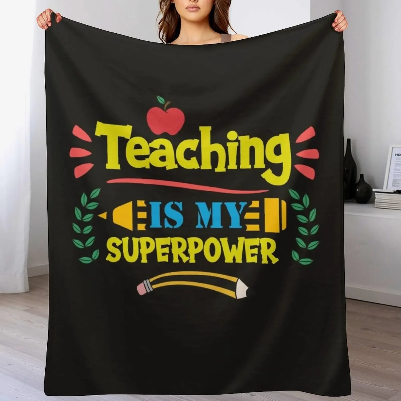 

TEACHING IS MY SUPERPOWER Throw Blanket Large Plaid Blankets Sofas Of Decoration Luxury St Blankets