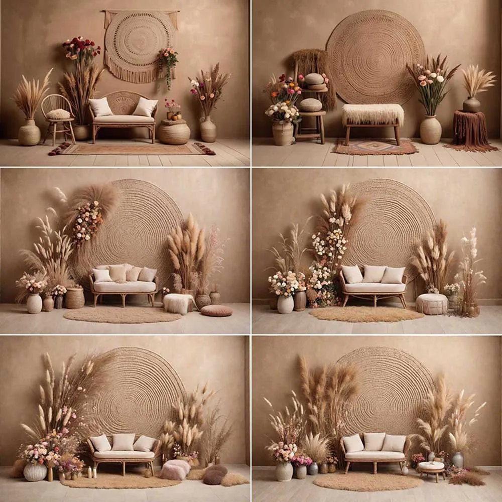 MOON.QG Boho Anniversary Photography Backdrop Thanksgiving Bohemia Autumn Photozone Background Baby Studio Photocall Accessories