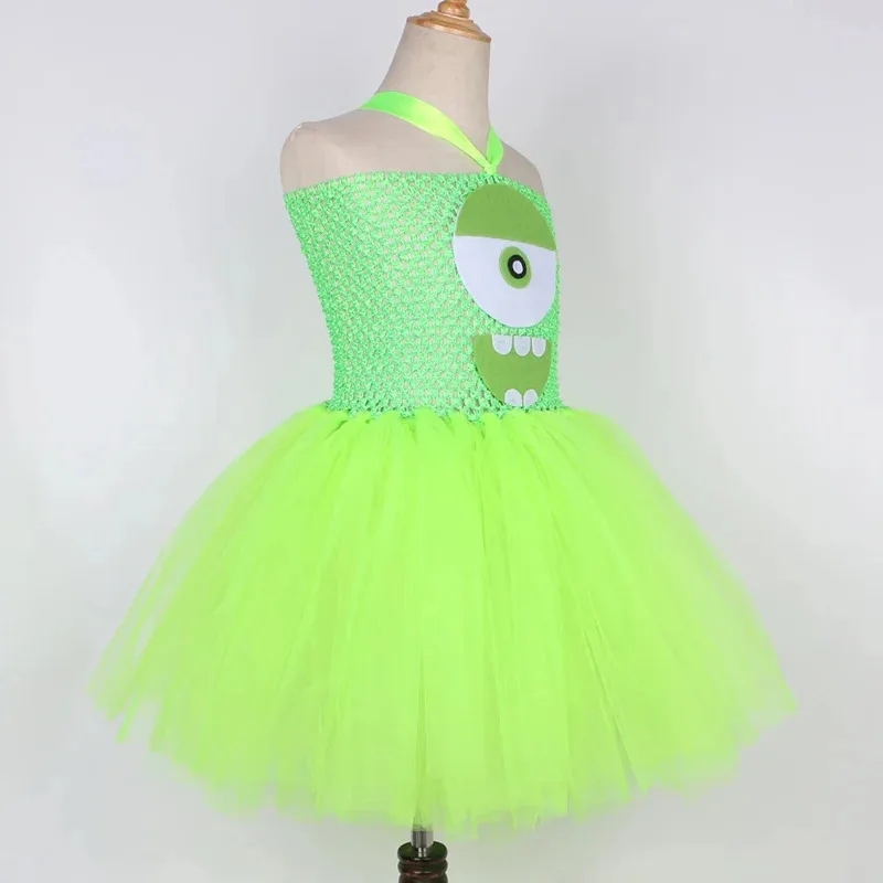Mike Wazowski Halloween Costume for Kids Carnival Party Dresses Green Funny Monsters Cosplay Girls Cartoon Tutu Princess Dress