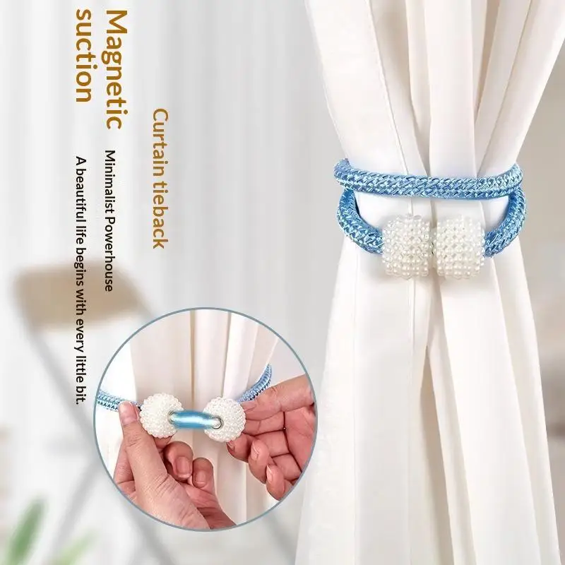 Magnetic Curtain Tiebacks 2Pcs Weather Proof Decorative Rope Holders for Patio Outdoor Gazebo Curtain Use