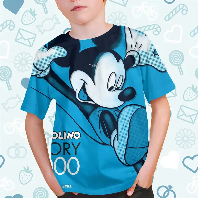 Summer Disney Mickey Mouse Cartoon Clothes Tee Top Children Funny Cute Clothing Boys Girls Fashion Casual Kids T-shirts