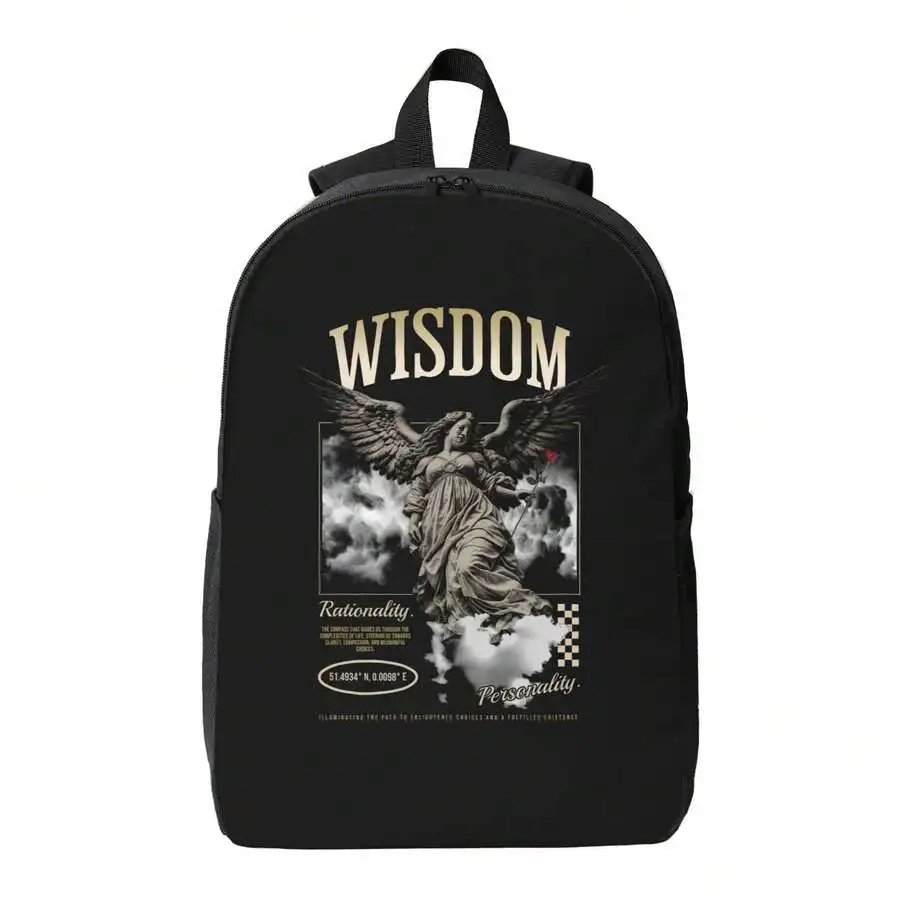 

Wisdom Angel Print Backpack For Men Women College Travel Daypack