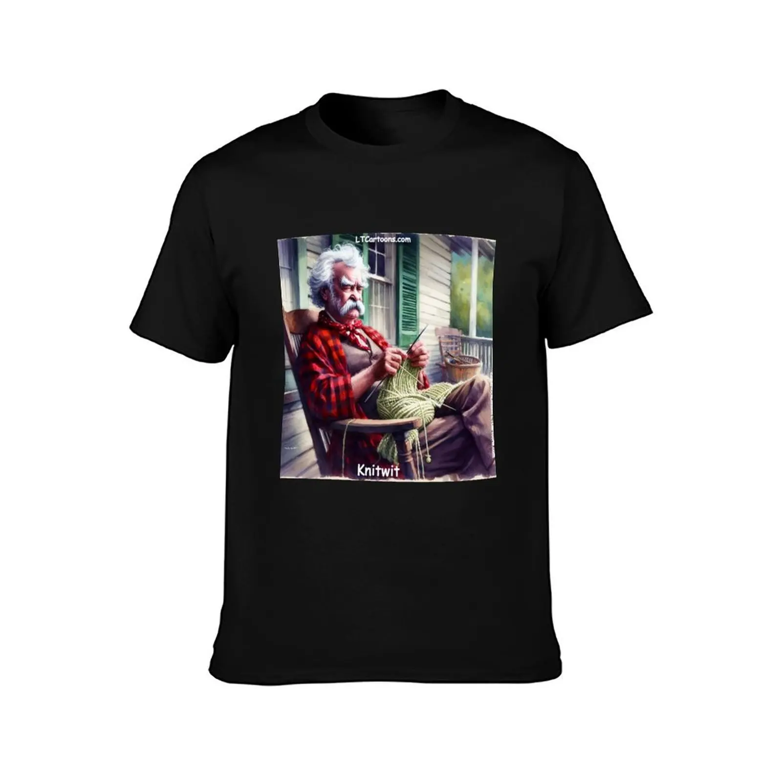 Mark Twain With A Ball Of Yarn: KnitWit T-Shirt Big Size Simple T-Shirt