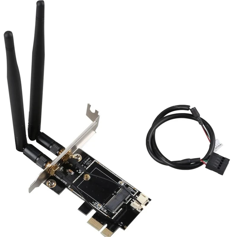 M.2 to PCIe 1x Desktop Wifi Adapter Card for Wifi Card AX210 AX200 AC9260 8265 8260 7265 7260 1535 QCNFA344 Free Bluetooth Cable