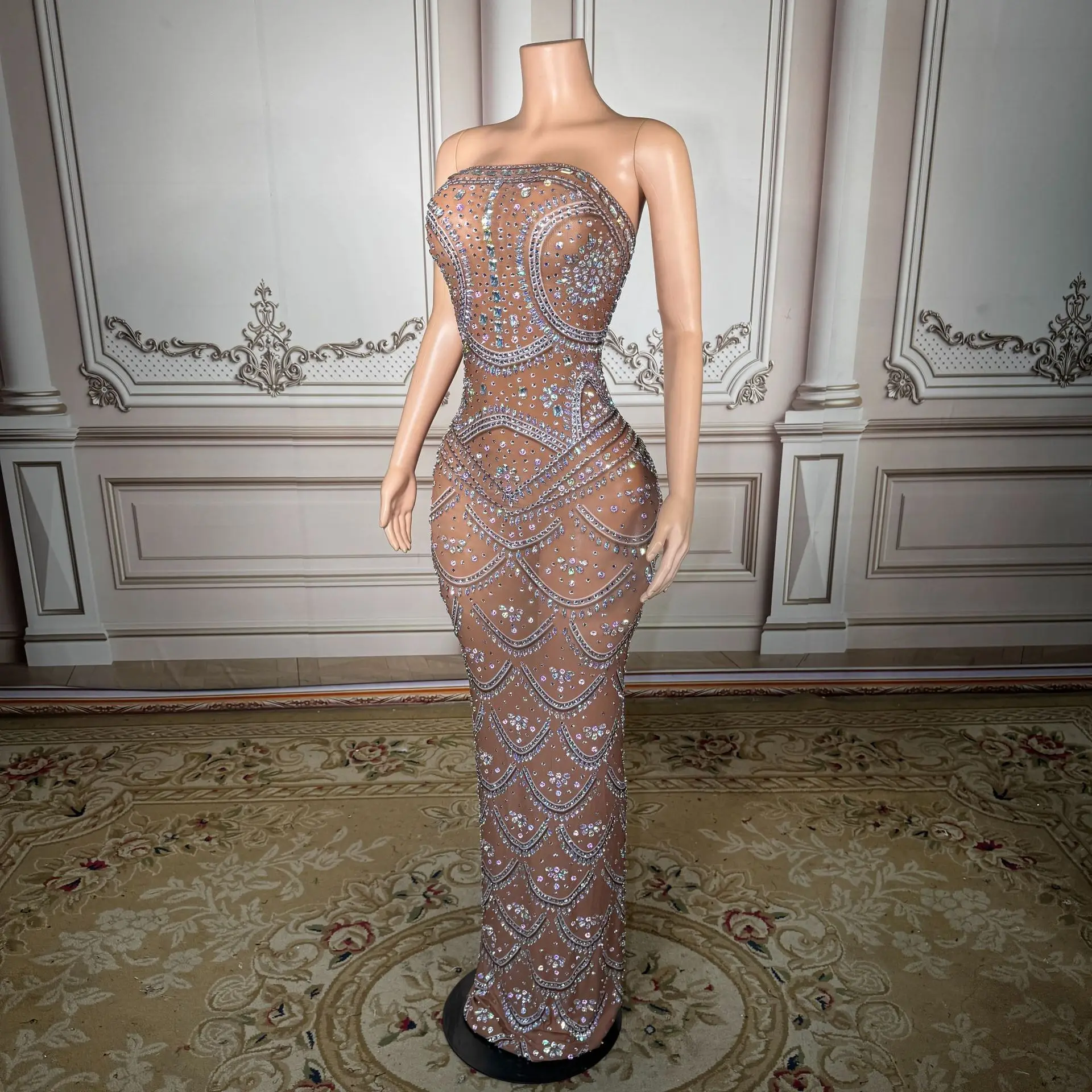 

Роскошное и сексуальное прозрачное длинное платье с завышенной талией, наряд для выступления певицы, вечернее платье для красной дорожки