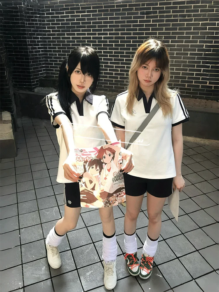 

Новый летний спортивный комплект для женщин: повседневный гимнастический костюм с вишнёвым принтом, облегающий, в стиле колледж-мода