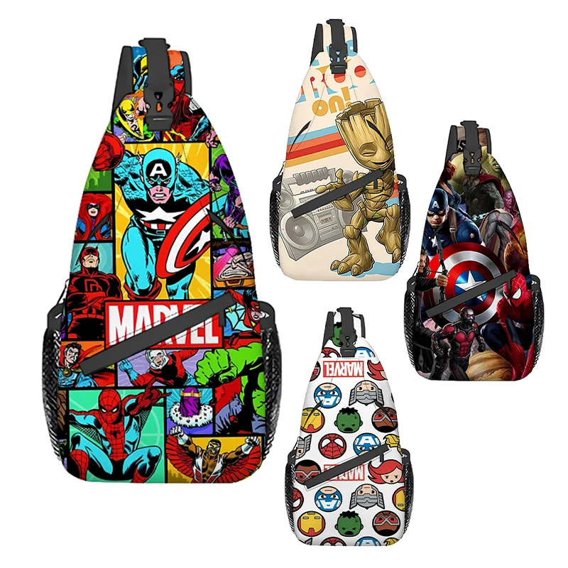 Avengers Shoulder Bag Marvel Heroes Spiderman Diagonal Package Movie Cartoon Print Kids Teenage Sports Outdoor Travel Hand Case