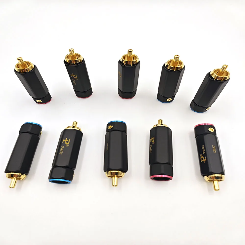 

Palic High Quality Gold Plated RCA Plug Lock Collect Solder A/V Connector HIFI Connector for DIY cable diameter