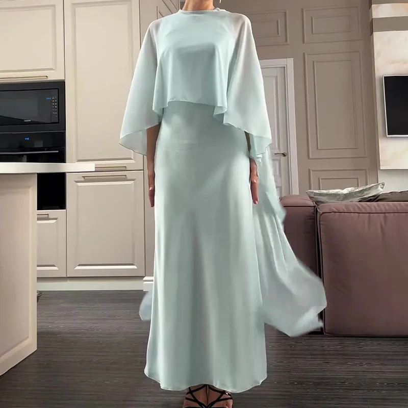 

Casual Long Dress Shawl Set Women 2025 Summer Fashion Solid Color Elegant Maxi Dresses