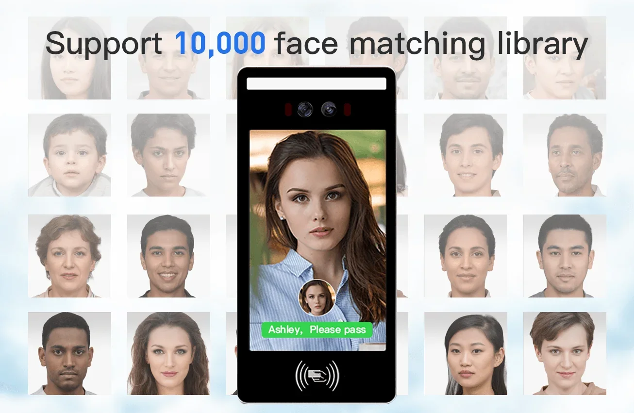 Enfrente a máquina terminal do reconhecimento, controle de acesso, HTTP, MQTT, terminal facial do reconhecimento 8 Polegada
