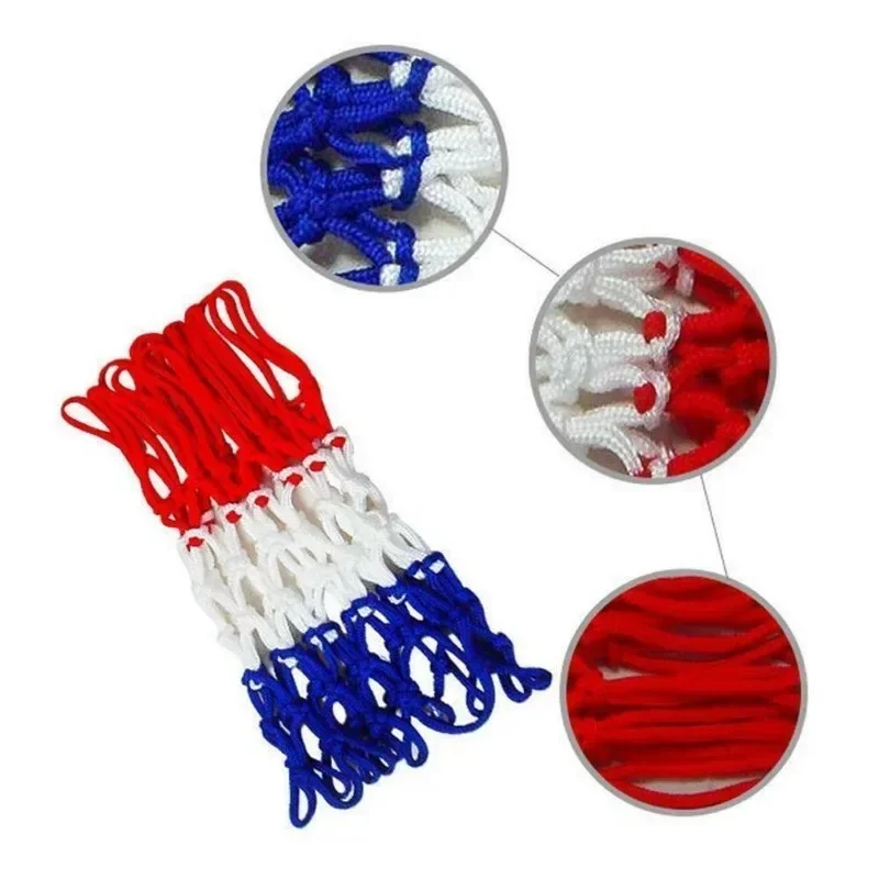 Rede de basquete para esportes ao ar livre, 56cm, linha de nylon padrão, rede de malha para cesta de basquete, 12 laços, três cores, rede de