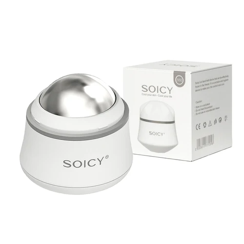 Imagen 1 del producto Rodillo de hielo de acero inoxidable giratorio para la cara con estuche, Bola de masaje frío, rodillo Facial para alivio del dolor, apretar la piel