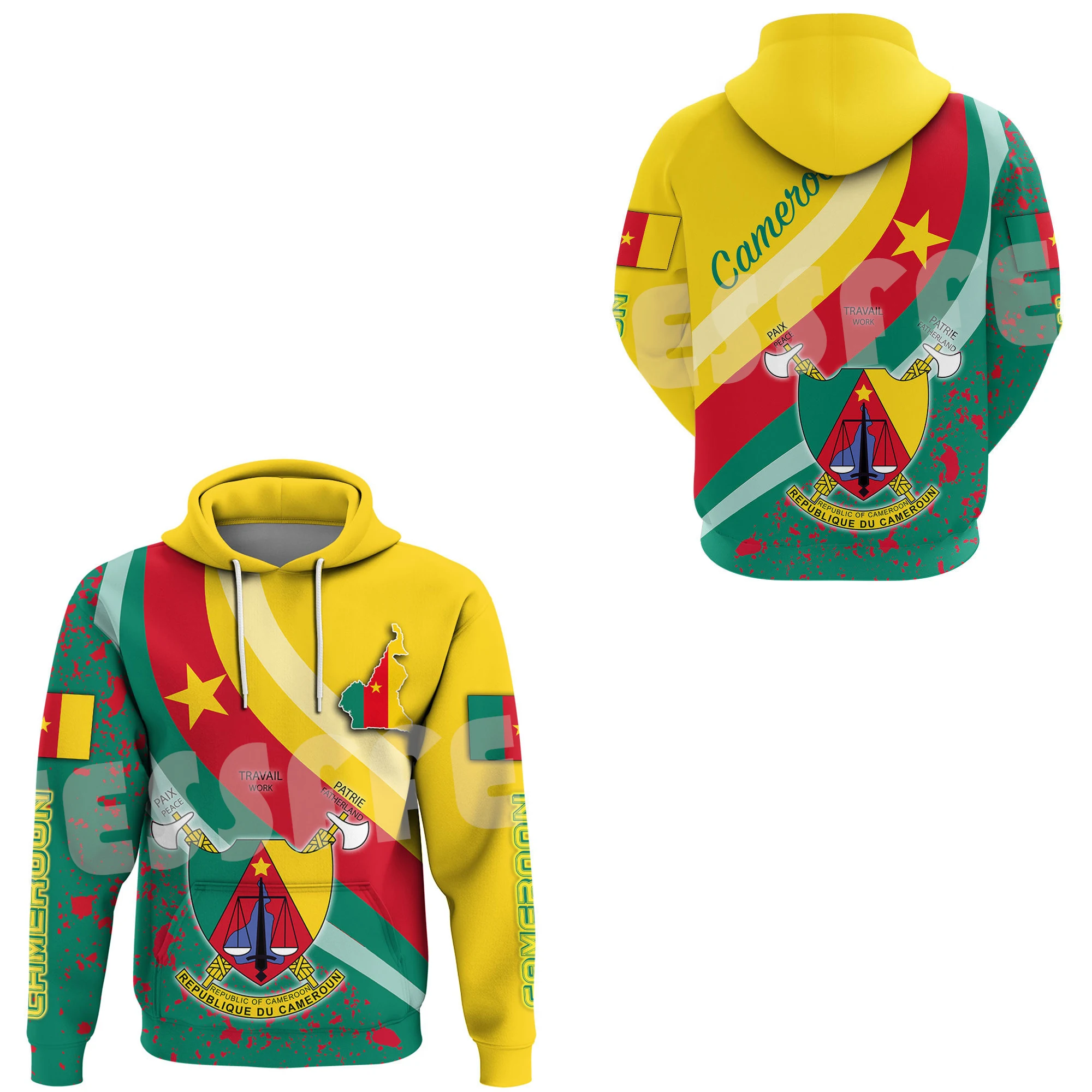 

NewFashion Africa Country Cameroon Flag Black History Tribel Tattoo Retro Tracksuit 3DPrint Unisex Casual Funny Jacket Hoodies O