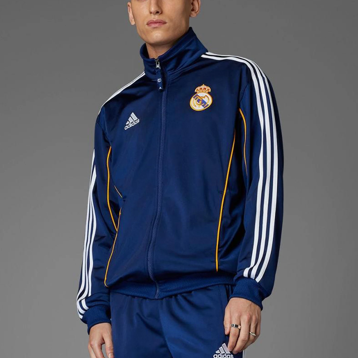 

Adidas genuine REAL MADRID Men's Stand Collar Loose Football Jacket JW1993