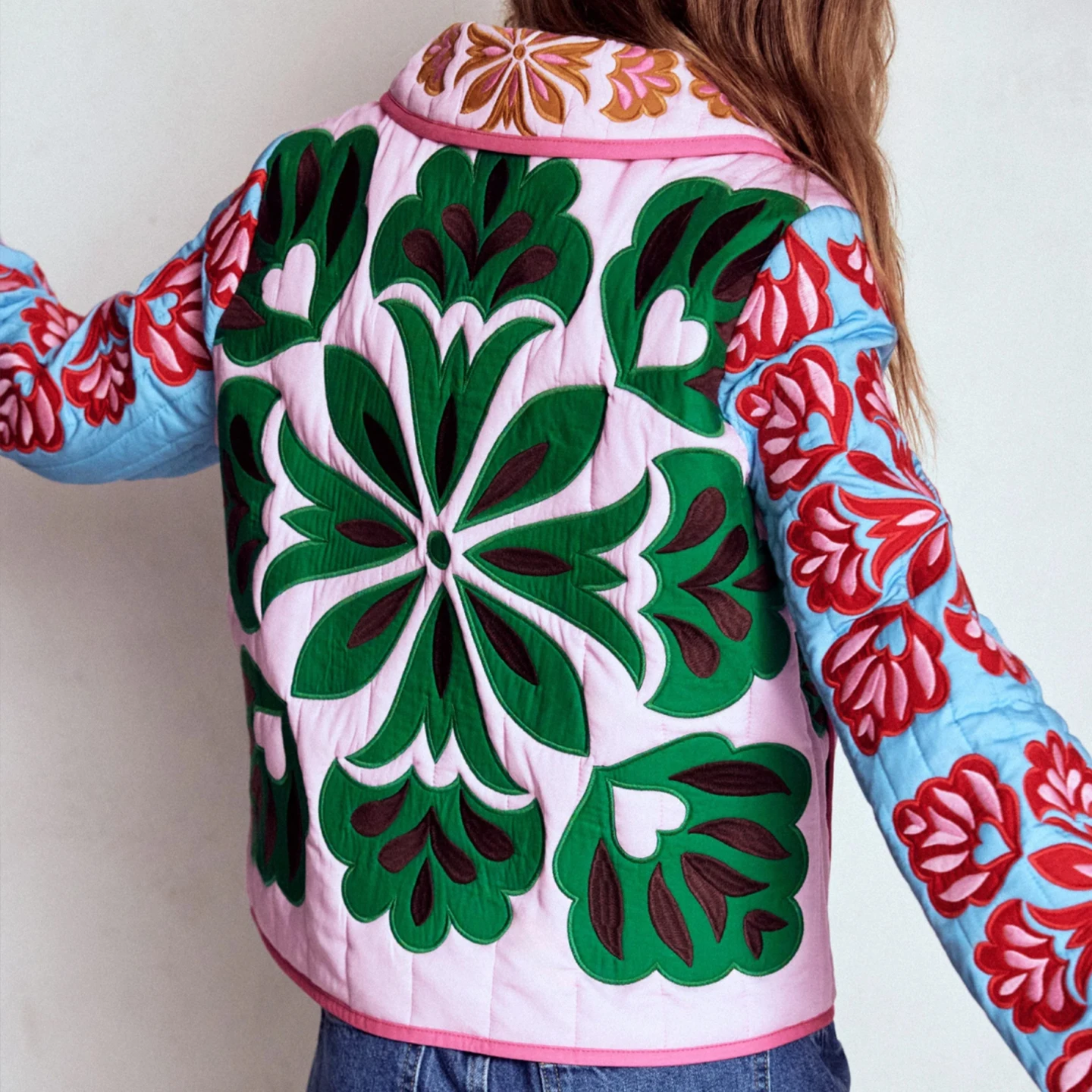 Autumn 2025 Women's Casual Fashion Warm Printing Outerwear Long Sleeve Straight Cut Commute Style Single Button Cotton Jacket 3