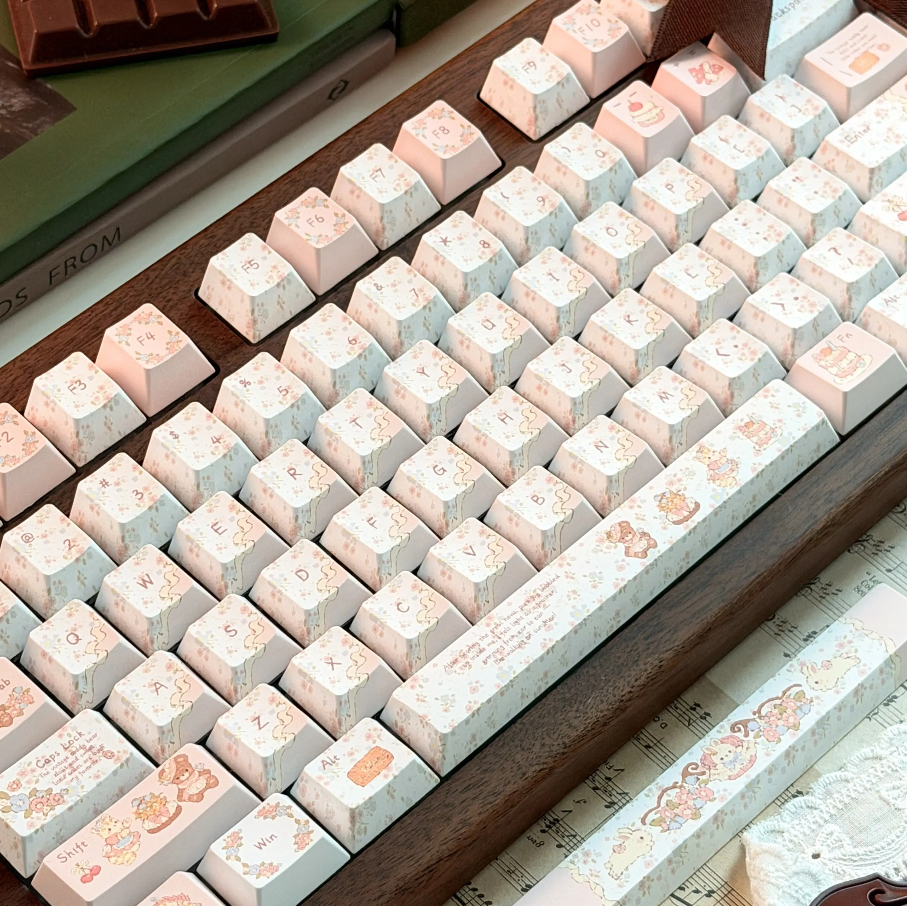 أغطية مفاتيح حفلة الشاي للدب ا - مراجعة Keycaps Pbt Double Shot 104 Keys وسعره