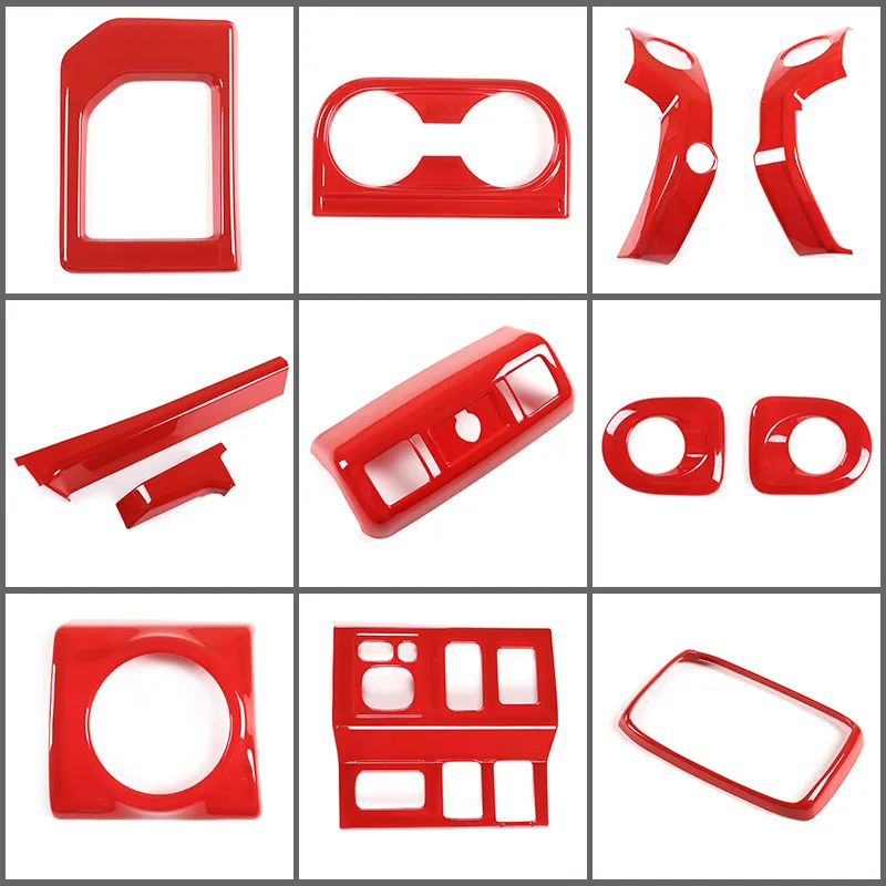 ABS Red For Toyota Tundra 2014-2021 Interior Modification Car Center Control Trim Strip Door Trim Sticker Car Accessories