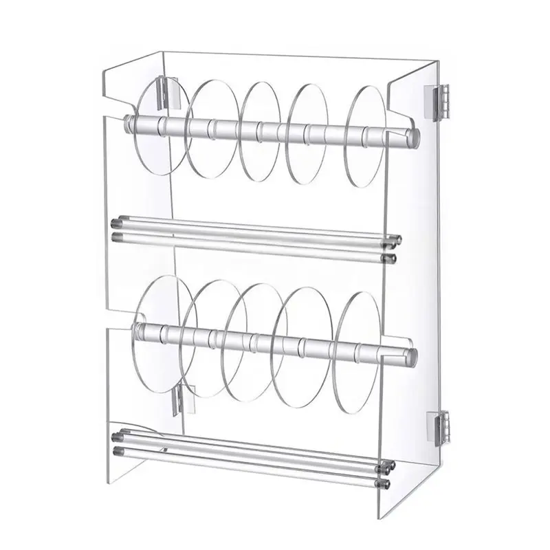 

AAAN-Sticker Roll Holder Dispenser 2-Layer Acrylic Sticker Dispenser With 10 Grids For Home Desktop