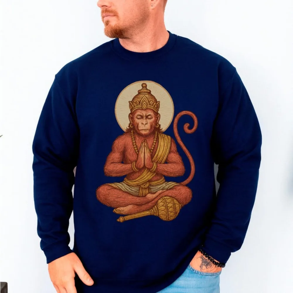 ハヌマン スウェットシャツ ヒンドゥー教の猿の神 プルオーバー スピリチュアルギフト ヨガセーター インド神話 ギフトアイデア 瞑想 強さのシンボル