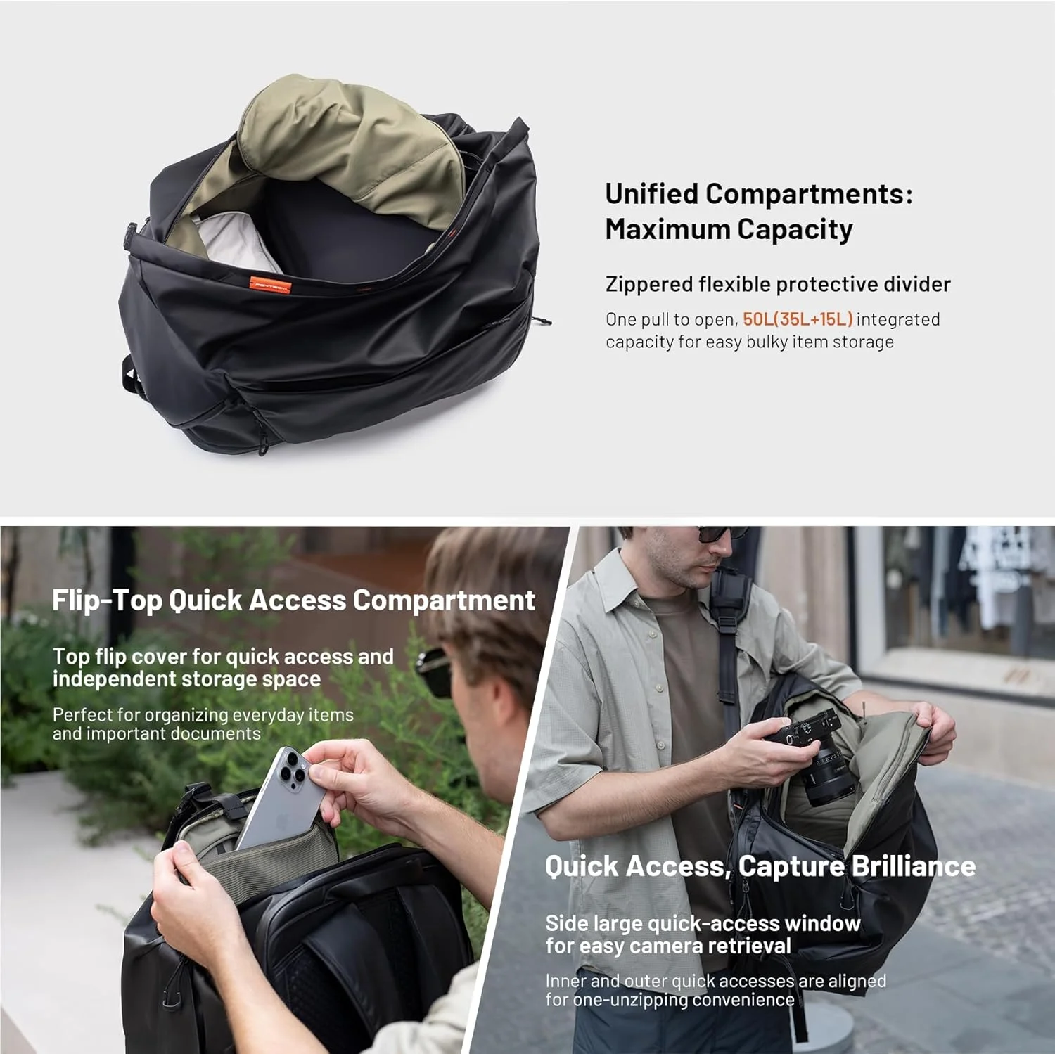 PGYTECH OneMo 여행용 배낭, SLR 및 미러리스 카메라, DJI 드론, 사진가 배낭, 35L