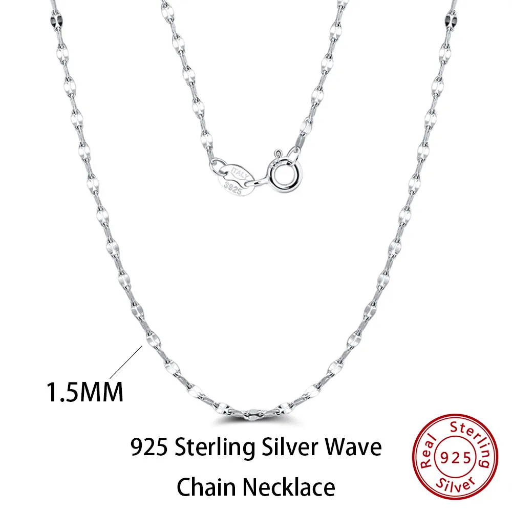 Unisex 925 Sterling Silver Basic Chain Necklace