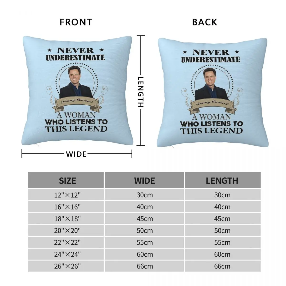 Donny Osmond Woman Listen This Legend Square Pillowcase Polyester Linen Velvet Printed Zip Decorative Bed Cushion Cover