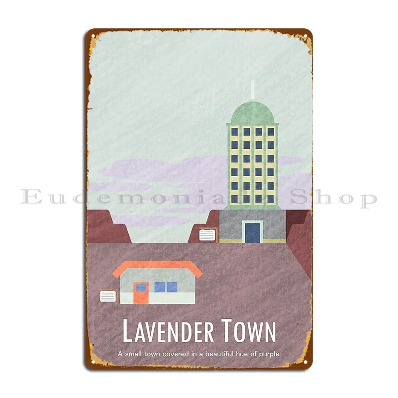 Kanto Towns Lavender Town Metal Plaque Poster Garage Iron  Mural Kitchen Cinema Tin Sign Poster