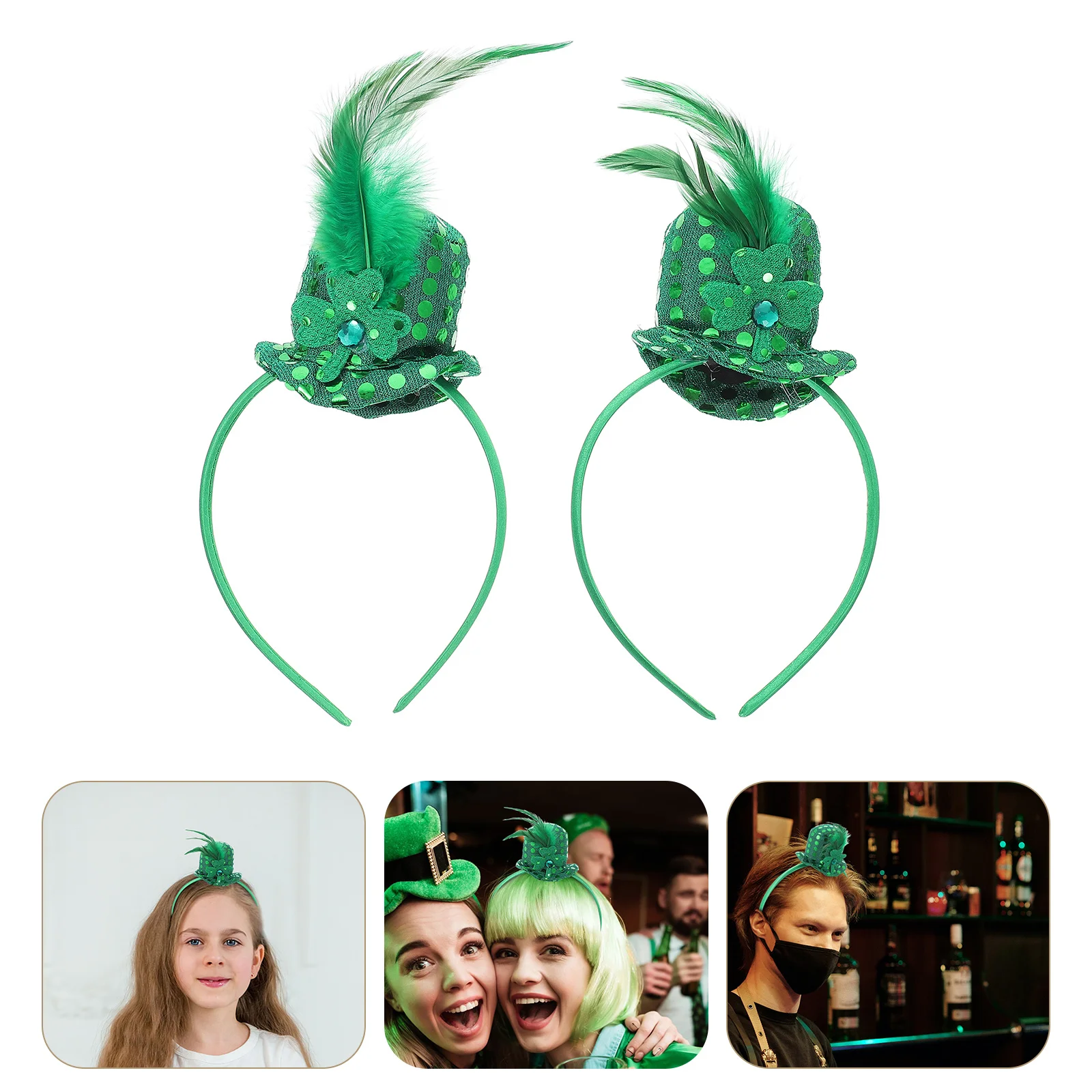 قطعتان من عصابات رأس قبعة عيد القديس باتريك باللون الأخضر للحفلات آمنة ومتينة وليس من السهل كسر هدية رائعة للأصدقاء والأقاربين