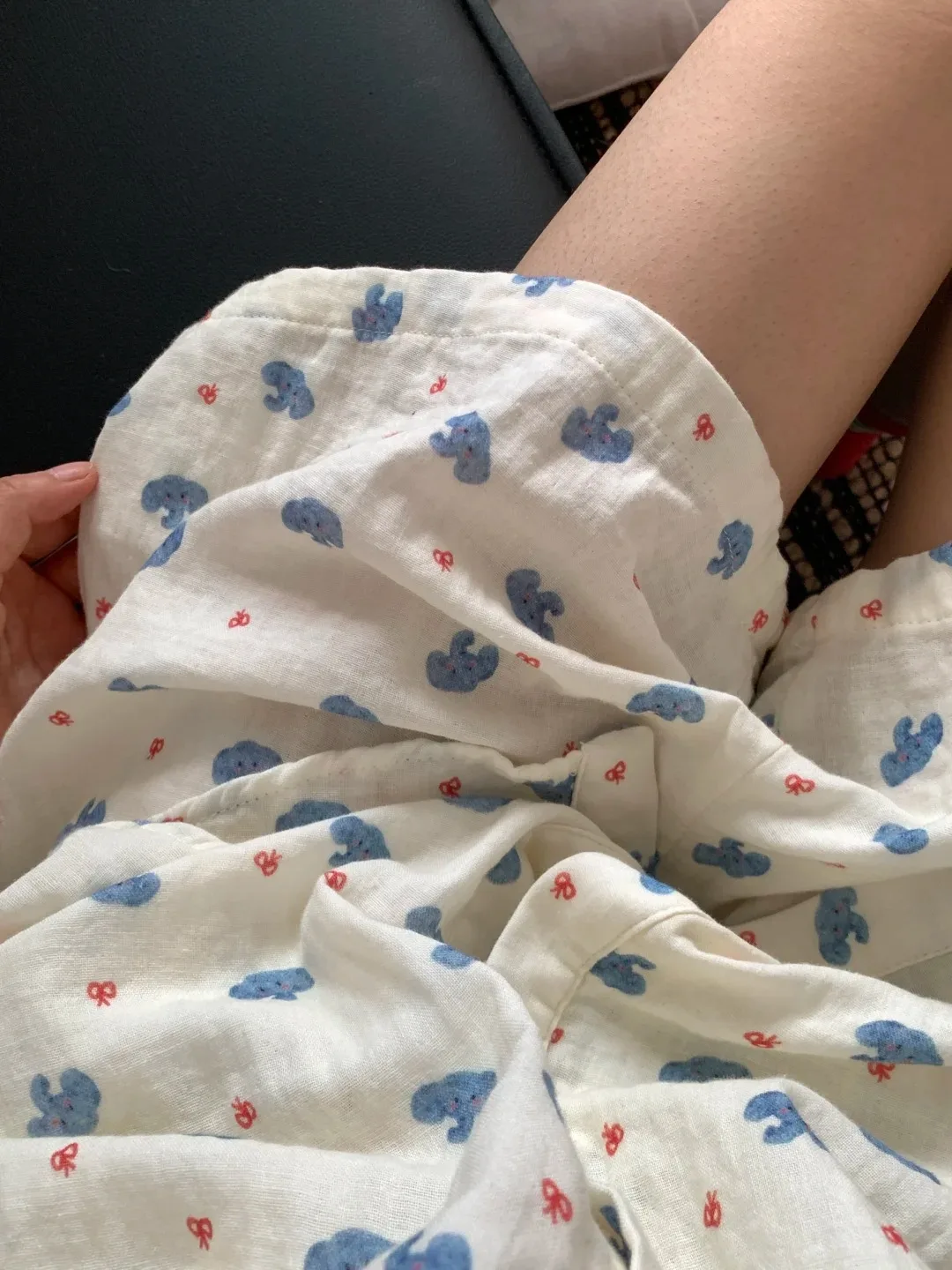 Pure Cotton Summer Sleepwear Short Sleeve Home Clothes Set for Women Double Layer Gauze Comfortable Breathable Nightgown
