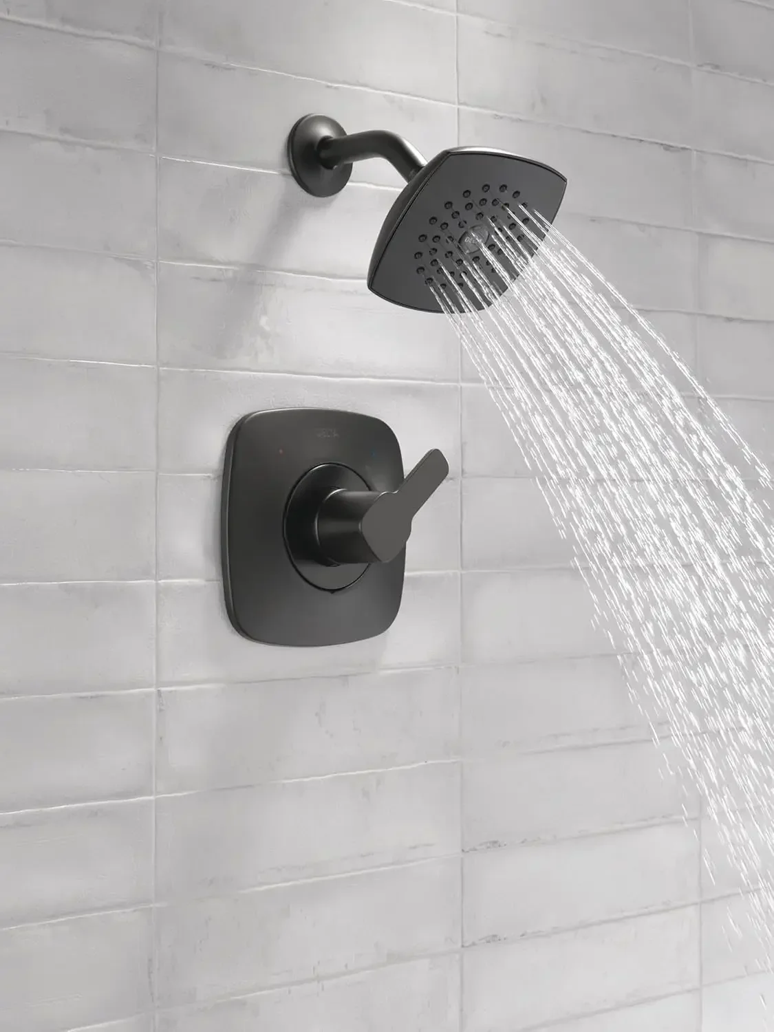 Modern 14 Series Matte Black Shower Faucet, Delta Shower Trim Kit with Single-Spray Touch-Clean Black Shower Head