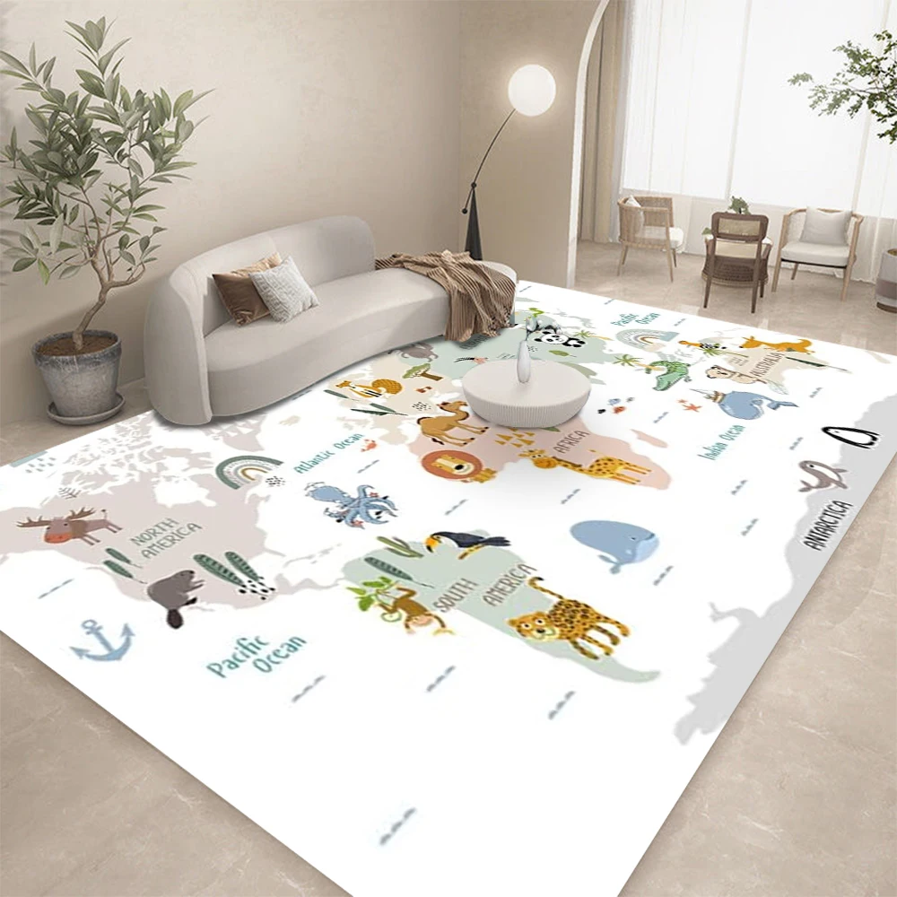 Animal World Carpets for Bedroom Living Room Home Sofa Children's Bedroom Kids Large Floor Mat Gifts Home Decoration Rug Map