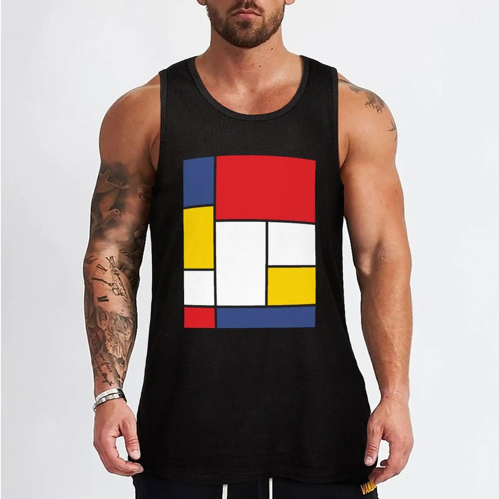 In the Style of Mondrian Tank Top Men's summer clothes Man sleeveless shirt t-shirt for man Men's vest