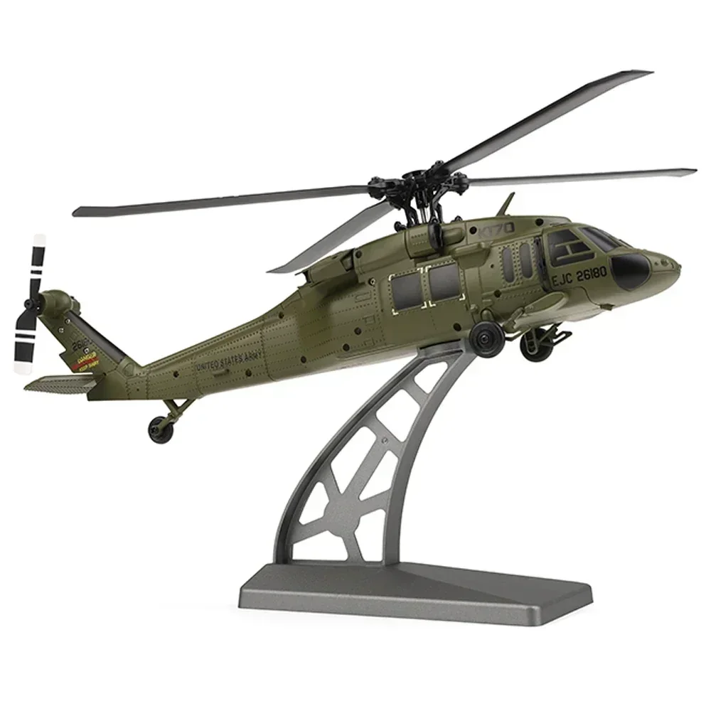 UH-60L Wltoys K170 2.4G 4CH 6 eixos giroscópio motor sem escova militar verde helicóptero RC RTF e XK K170